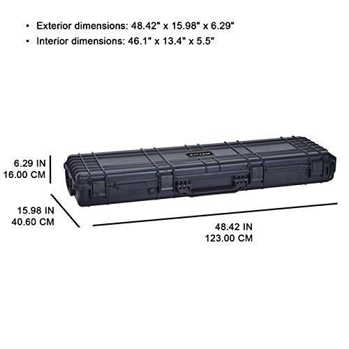 Meijia Portable All Weather Rolling Hard Rifle Case With Wheels,Customizable Fit Foam Inserted, Elegant Black,48.42X16.14X6.29Inches #TOP3