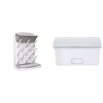 Ubbi Baby Bottle Drying Rack and Weighted Wipes Dispenser Bundle, Gray
