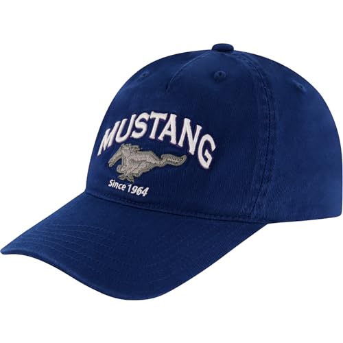 Ford Mustang Cotton Twill Baseball Cap Logo Adjustable Snapback Baseball Hat with Curved Brim Navy One Size