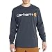 Carhartt Men's Signature Logo Jersey Long Sleeve T Shirt Graphic, Bluestone, X-Large