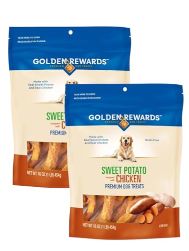 Golden|Rewards Dog Treats 2-Pack (16 oz Each) – Sweet Potato Wrapped with Real Chicken Breast, Natural Grain-Free, Low Fat Chews for All Dogs