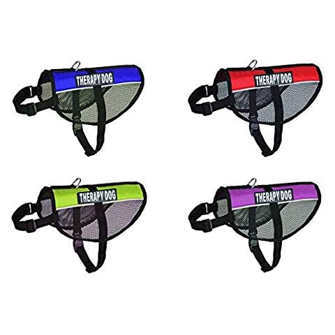 Therapy Dog mesh Vest Harness Cool Comfort Nylon for Dogs Small Medium Purchase Comes with 2 Reflective Therapy Dog Removable Patches. Please Measure Your Dog Before Ordering (Girth 21-24", Blue) Cover