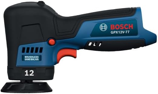 BOSCH GPX12V-77N Cordless Random Orbital Polisher, 12V Brushless 3 Inch Car Polisher for Detailing, Car Buffer for Hologram and Scratch Removal, Variable Speed (Bare Tool)
