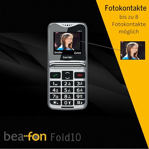 Beafon Fold10 - Hopfällbar mobiltelefon med SOS-funktion och XL display