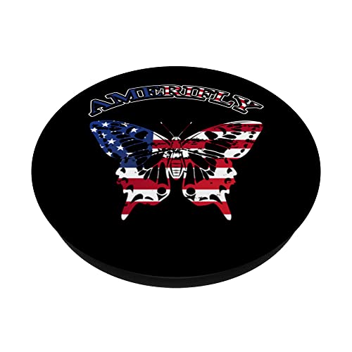 Amerifly 4th of July Butterfly Wing Independence Day PopSockets Swappable PopGrip, Black - Image 2