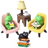 GGSTDDUP Miniature Frog Figurines 6Piece Funny Resin Figurines for Desk Shelf Office Fairy Garden Decor for Frog Lovers