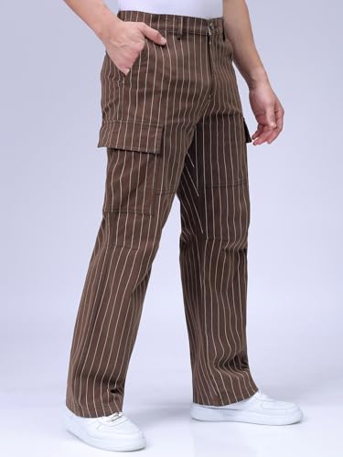 Image of The Indian Garage Co Men Relaxed Fit Geometric Print Mid-Rise Stretchable Cargos