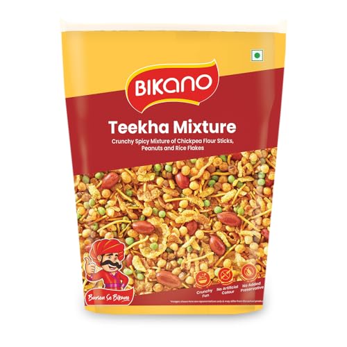 Image of Bikano Teekha Mixture | Spicy Indian Namkeen Snack | Crunchy Mix with Peanuts, Corn Flakes & Spices | Perfect Tea-Time Snack (Spicy Mixture) - 800g