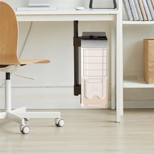 Soporte para CPU, carrito móvil bajo escritorio, soporte colgante ajustable para torre PC con rotación de 360° (Negro) miniatura 3