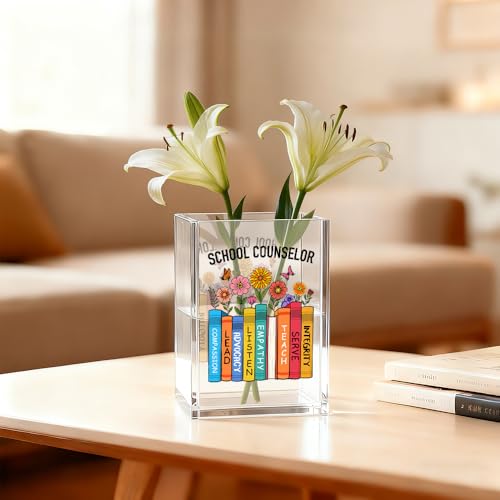 Image of School Counselor Acrylic Pen Holder Makeup Organizer for Bookshelf