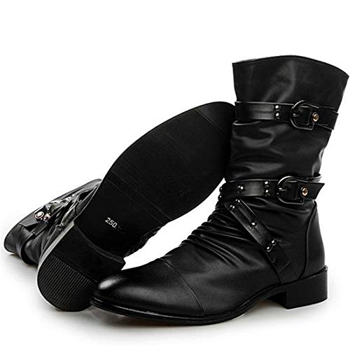 Men`s Punk Gothic Rivet Motorcycle PU Faux Leather Boots With Studs3