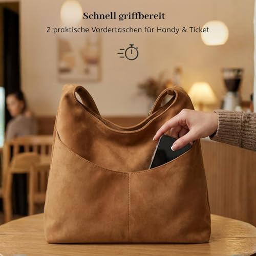 Bolso Hobo grande para mujer de cuero vegano miniatura 6