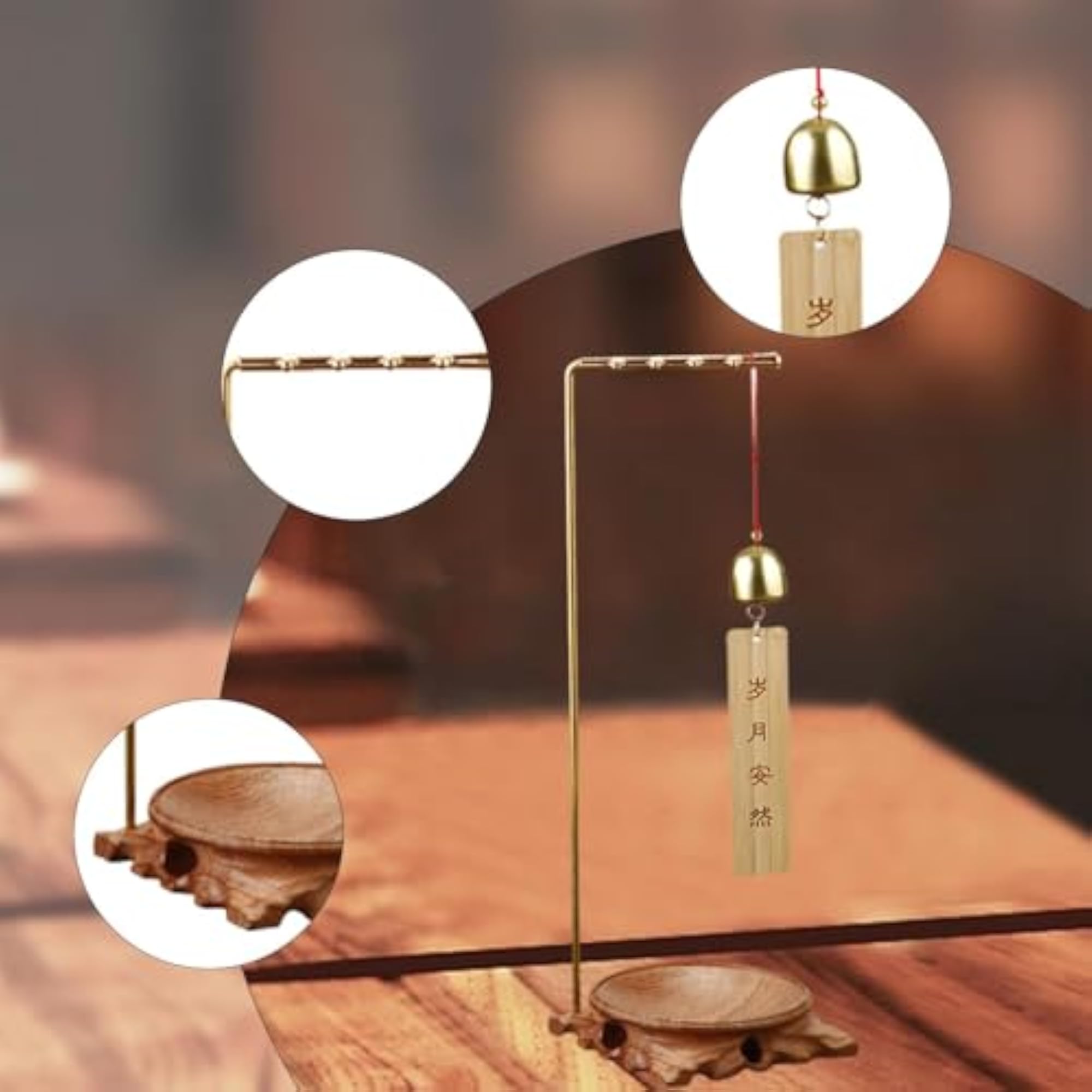 Calligraphy Pen Holder 7 Shaped Rack with Wind Chime