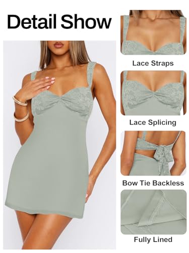 Image of Women's Summer Mini Dresses Sleeveless Sexy Square Neck Lace Splicing Cocktail Party Straps Bodycon Dress