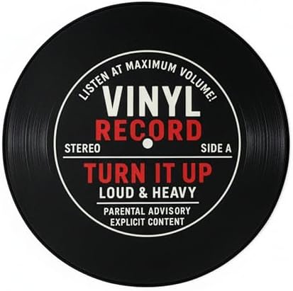 Vinyl Record Rug 3ft x 3ft – Round Music Themed Area Rug for Bedroom, Studio, or Classroom – Cool Retro CD Album Cover Carpet – Hip Hop 80s Music Room Decor for Teens & Adults