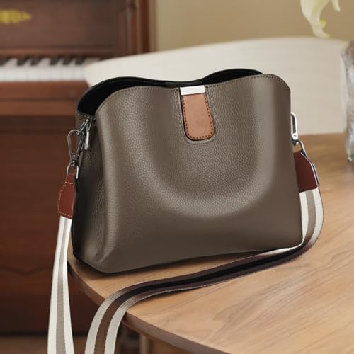 FOXLOVER Crossbody Bags for Women Zip Cell Phone Leather Handbag with Colored Shoulder Strap3