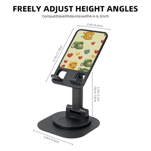 KSANNNS Récepteur téléphonique rétro imprimé circulaire inférieur rotatif support de téléphone, pliable et portable, noir et blanc – vue 2