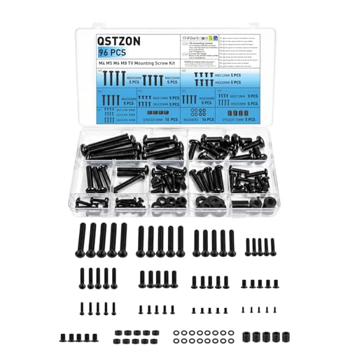 Image of 95 PcsTV Bracket Screws for Back of tvs, M4 M5 M6 M8 Vesa Screws, TV Mounting Screwss, Universal TV Bracket Bolts Fixing Kit for Most Television Up to 80 Inch, with Spacers & Washers