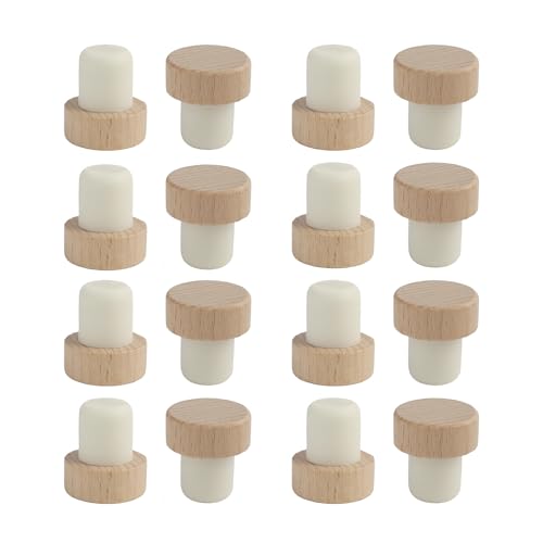 16 Pièces Bouchons En Liège, Bouchon Bouteille Vin Forme Du T, Remplacement Du Bouchon De Bouteille De Vin, Couleur Du Bois Brut