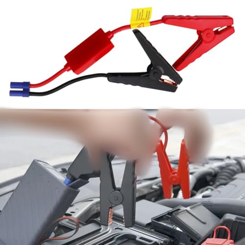 SageFurned Cable de arranque portátil para coche con conector de clip de 12 V (12 V para conector de cable de puente, arrancador de coche para batería de refuerzo de pinza de cocodrilo)