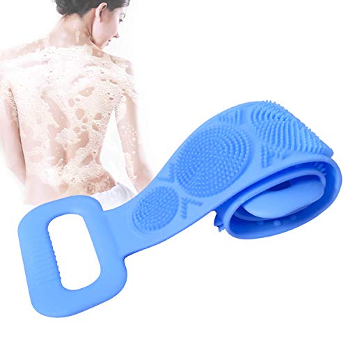 Silicone Shower Towel, Silicone Back Body Scrubber, Silicone Back Shower Brushing Tool 24.5'' for Men and Women Blue 1 Pack by Joyvio