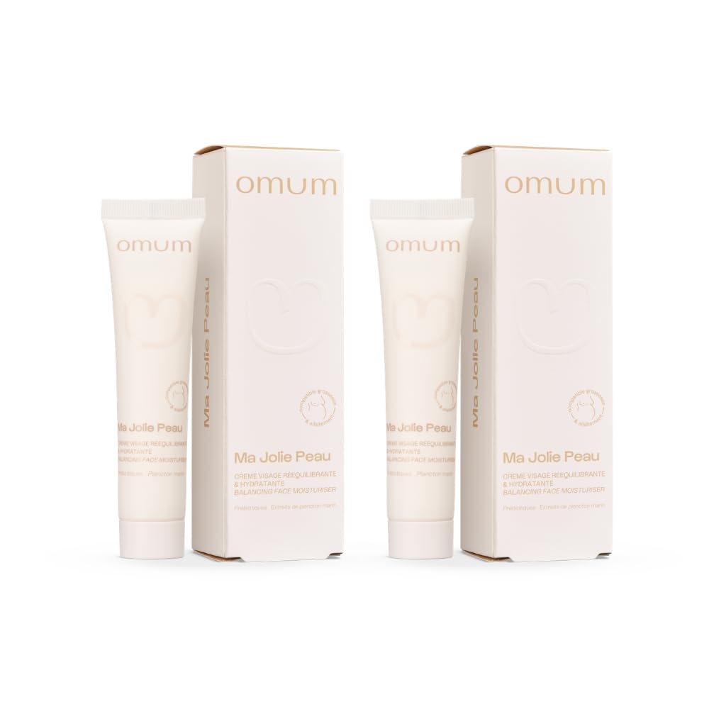 OMUM - Ma Jolie Peau - Crème visage rééquilibrante & hydratante aux prébiotiques naturels - Peaux mixtes et peaux fragilisées - Anti rougeur et anti bouton - Compatible grossesse - Vegan - 40 ml