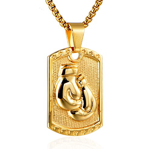 Collier Pendentif Gant de Boxe Fitness Homme Acier inoxydable Les Chiens Étiquettes Gants de Boxe Pendentifs Collier