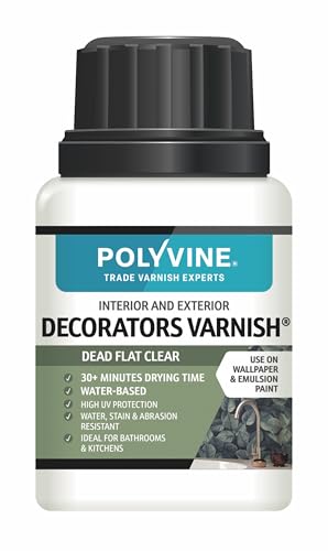 Polyvine Decorators Varnish Dead Flat – Water Resistant Clear Varnish with UV Protection - Seals and Protects Emulsion, Acrylic Paint, Wallpaper, Wood, Furniture, Plaster & Fabric, 100ml