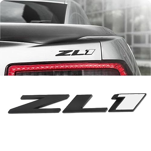 Image of 3D Raised Letters ZL1 Emblem Metal Side Rear Door with Adhesive Backing Fits for Chevy Camaro Rs Ss Automotive Decoration(Black White)