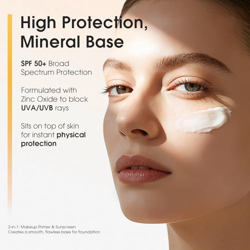 Generic Mineral Sunscreen SPF 50+ with Zinc Oxide, Fragrance Free, Makeup Primer, Hydrating, Lightweight & Fast Absorbing