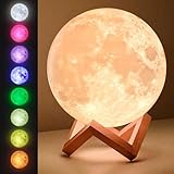 Mind-Glowing Moon Lamp - 3D Moon Night Light for Kids Bedroom - Globe Nightlight with Multi Color LED, Touch/Remote Control - Birthday Gift for Any Year Old Girls & Boys - Space Decor (7.1 inch)