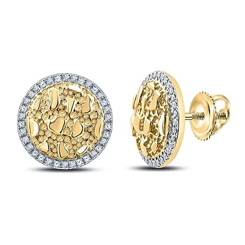 Round Unisex 14K Yellow Gold Plated 925 Sterling Silver Screw