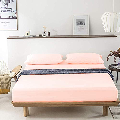 100% Cotton Bedsheet 500-TC Extra Soft Peach Flat Bedsheet for Queen Bed (92x102) with 2 Pillow Cases (18x28)-image-14