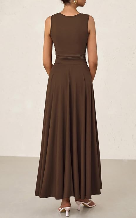 Image of PRETTYGARDEN Womens Summer Dresses 2026 Casual Sleeveless Crewneck Aline Maxi Dress Stretch Tank Flowy Long Dresses