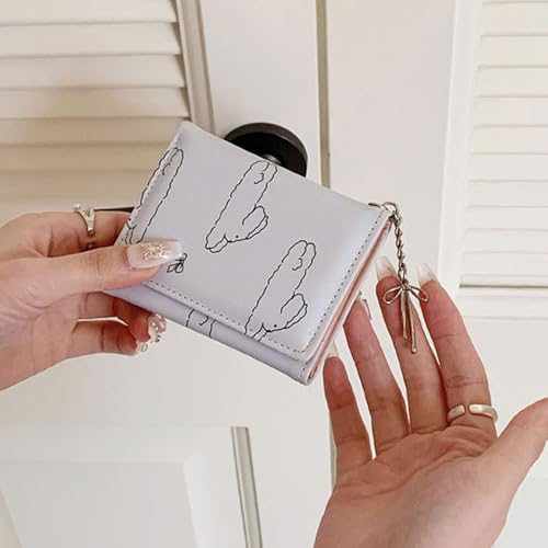 Korean Styles Bowknot Rabbits Wallet for Women PU Leather Short Wallets Purse Coin Holder and Multiple Card Slots, Black, 10.5x8.5cm4