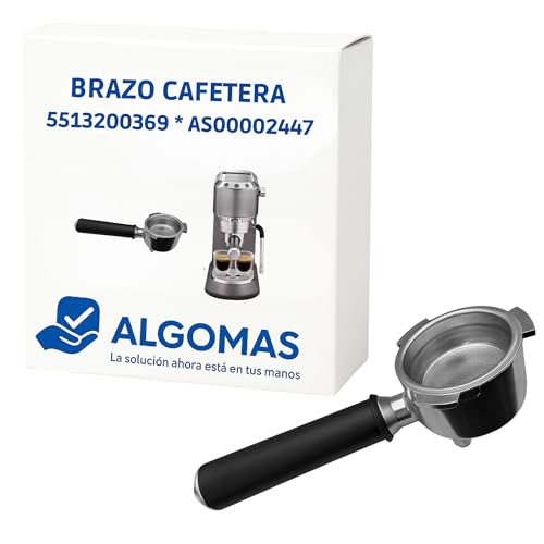 ALGOMAS® Brazo compatible cafetera De’Longhi 5513200369 / AS00002447 – repuesto compatible – mango ergonómico para 2 tazas – compatible con Dedica EC680/EC685 – reemplazo rápido y duradero