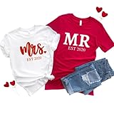 Mr Mrs Matching Shirts For Couples, Personalized Honeymoon Shirts, Cute Newlywed Shirt for Husband and Wife, Just Married, Wedding Gift, Custom Matching Couples T-shirt.