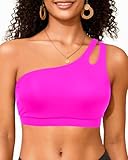 Women One Shoulder Bikini Top - Swim Tops Keyhole Swimsuit Top Crop Top Cut Out Bathing Suit Tops Only 2025 Hot Pink