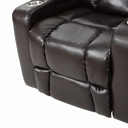 Gdfstudio Everette Power Motion Recliner | Usb Charging Port | Hidden Arm Storage | Assisted Reclining Furniture For Elderly & Disabled | Durable Tufted Brown Pu Leather, Comfortable, Easy To Clean. #TOP4
