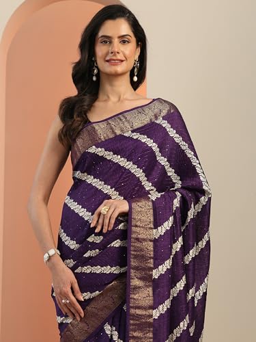 Image of Libas Printed Silk Blend Saree for Women With Unstitched Blouse Piece | Traditional Saree for Festive & Wedding