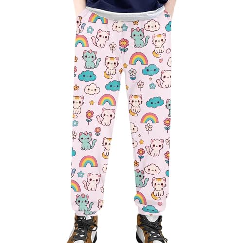 Joggers for Girls Loose Sweatpants Kids Elastic Waist Jogger Pants Athletic Trousers with Pockets 4-15Y4