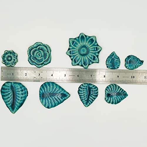 500g/1.1lb Random Color Irregular Ceramics Mosaic Tiles,DIY Making Creative Ceramic Mosaic Tiles for DIY Craft Plates Flowerpots Vases Cups Mosaic Making Supplies (Green Flowers + Leaves)