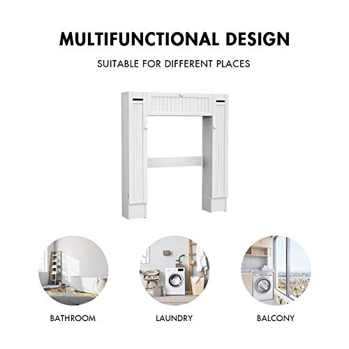Giantex Over The Toilet Storage Cabinet With 2 Doors And Adjustable Shelves, Over-The-Toilet Rack Bathroom Shelf With Paper Holder, Freestanding Bathroom Storage Over The Toilet For Small Space, White #TOP5