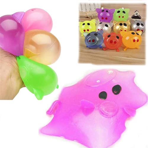 9Pcs Venting Toy Pig Shape Vent Fidget Toy,Splat Ball Decompression Game Variability and Recovery,Stress Relief Smash Vent Decompression Toy Colorful