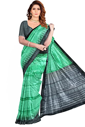 NUAPATANAPATA Odisha Handloom sambalpuri tussar ghicha silk Gopalpur Pure Tussar Ghicha Raw Silk Saree with Ik