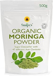 Snape's Organic Moringa Oleifera Leaf Powder - Pure & Raw - Soil Association Certified - 500Grams