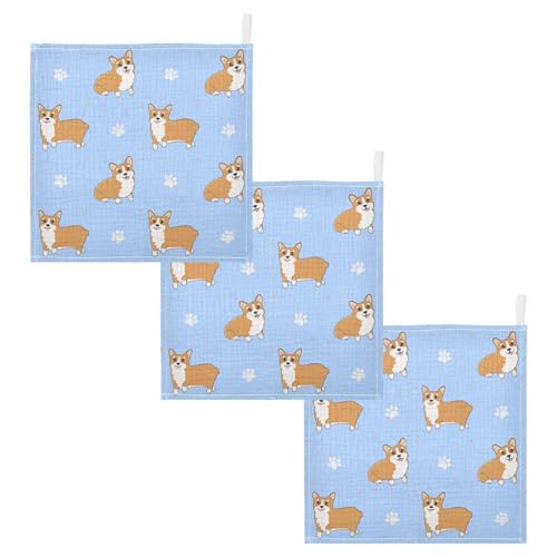 Image of vvfelixl Corgi Paws Baby Burp Cloths Baby Muslin Washcloths for Boys Girls Cotton Baby Face Towel for Newborn Infants Soft and Absorbent 11.8 X 11.8 in, 5 Pack