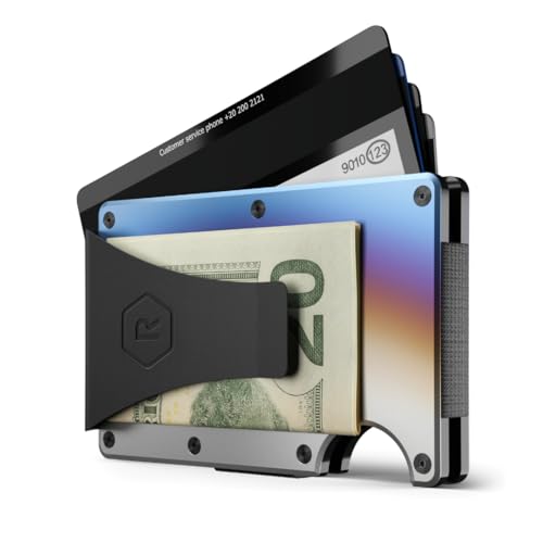 Ridge Wallet for Men - Slim Minimalist Compact Wallet and Card Holder, RFID Protected Front Pocket Wallets for Men with Integrated Money Clip (Burnt Titanium)