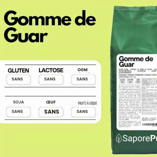 Saporepuro Farine de graine de Guar - Gomme de Guar - 1 KG - Idéal pour les glaces et sorbets - Pure 100% – vue 2
