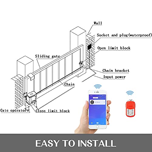Imeshbean 4000Lb Automatic Sliding Gate Opener App Control With 4 Remotes,750W Electric Sliding Gate Opener Automatic Motor Remote Kit With Wireless Keyboard For Sliding Gate Opener Up To 40Ft thumb #2